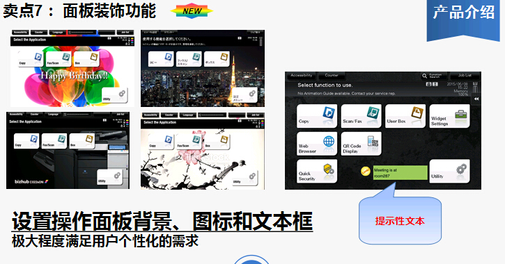 柯尼卡美能達(dá)bizhub227復(fù)印機(jī)面板裝飾功能
