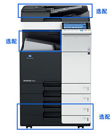 柯尼卡美能達bizhub 224e數(shù)碼復合機+雙面同步輸稿器 打印/復印/掃描